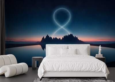 Infinity in the Stars: A Serene Dusk Landscape with a Celestial Number 8 Wall mural