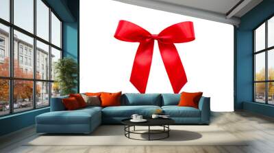 Christmas red bow ribbon isolated on white background (Clipping path included) for Xmas gift party celebration or new year Wall mural