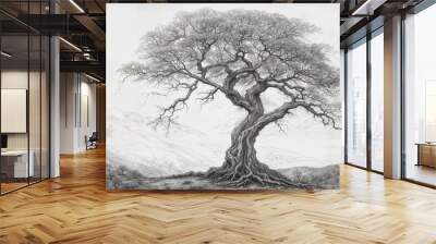 black and white tree Wall mural