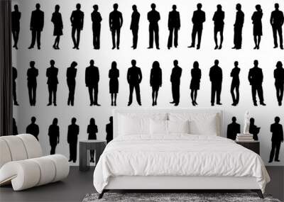 Collection of business people. silhouette, Businessman and woman standing in pose on isolated white background. Wall mural