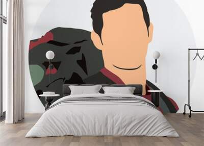 faceless portrait of male traveller Wall mural