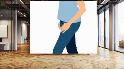 illustration of female in casual walking. Wall mural