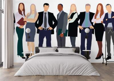 illustration of group of business people standing in a row Wall mural