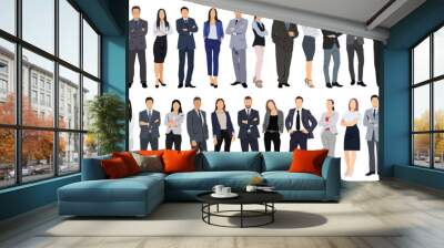 Vector illustration of group of business people standing. Diverse business people standing, men and women full length. Inclusive business concept. Vector illustration isolated on white background.  Wall mural