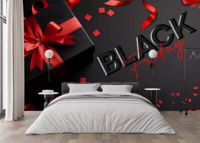 Photo BLACK FRIDAY sale banner poster template with text for social media post Wall mural