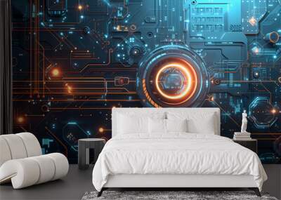 Abstract Background with Advanced Digital Technology Concept Wall mural