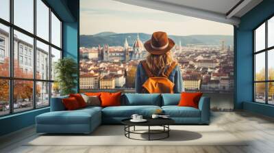 European adventure, tourist traveling around Europe, Spain, italty, Britain, UK, Prague, Switzerland, Germany, Greece, beautiful landscape and city scene  Wall mural