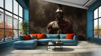 Intense Spartan Warrior Portrait Wall mural