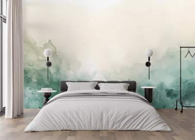 modern abstract soft colored background with watercolors and a dominant white and green color Wall mural