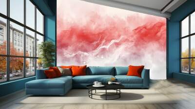 modern abstract soft colored background with watercolors and a dominant white and red color Wall mural