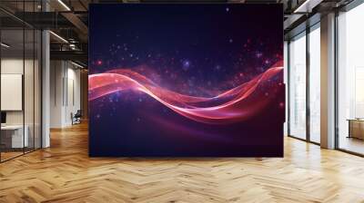 red and purple transparent energy wave abstract art, bright light wave Wall mural