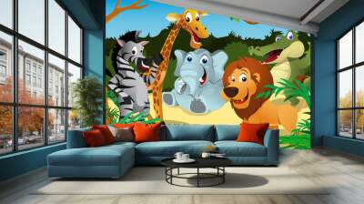 african animals in the jungle Wall mural