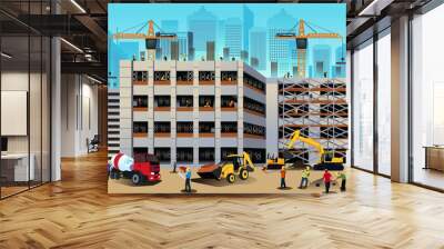 Building construction scene Wall mural