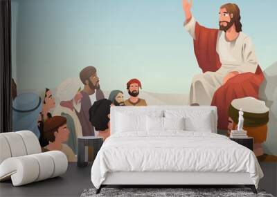 jesus spreading his teaching to people Wall mural