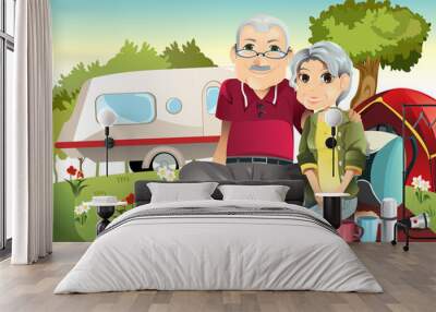 senior couple camping Wall mural