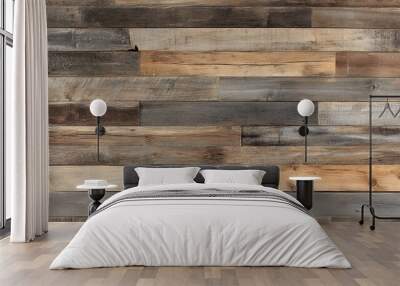 Rustic wooden wall with various brown and grey hues. Wall mural