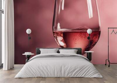 A glass of rose wine on a transparent background file Wall mural