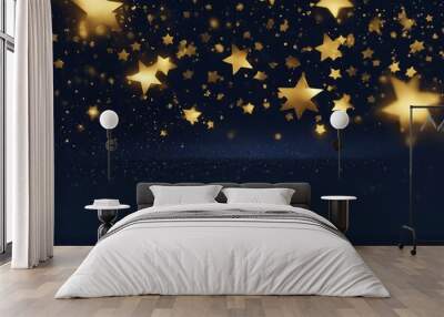 Abstract background with Dark blue and gold particle New year Christmas background with gold stars a Wall mural