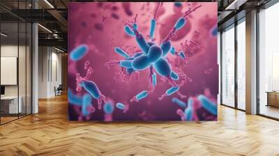 Abstract bacteria probiotics gram positive bacteria bacteria and viruses of various shapes Wall mural