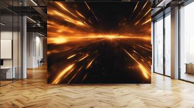 Black and orange modern abstract background with yellow glowing movement and high-speed light effect Wall mural