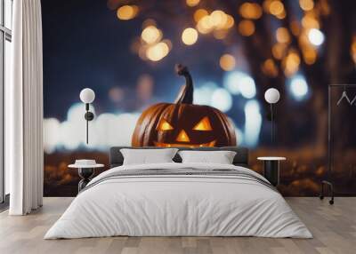 Halloween pumpkin in the night Wall mural