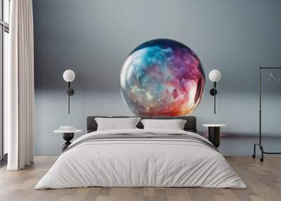 Set of bright colourful crystal ball isolated on transparent background Wall mural