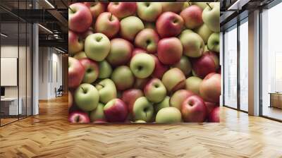 Set of various beautiful fresh apples in different colours isolated on transparent background Wall mural