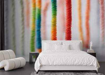 Twisted pipe cleaners in two tone twists isolated on white standing up like bar graphs Wall mural