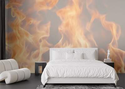 Vibrant intense fire with dynamic flames and heat waves against a stark isolated on a white backdrop Wall mural