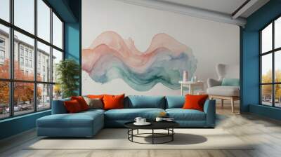 Minimalistic interior with a statement abstract watercolor blot on the wall, paired with a comfy armchair and simple décor elements for a stylish look Wall mural