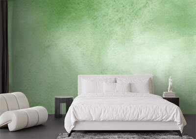 Green ink and watercolor textures on white paper background. Paint leaks and ombre effects. Hand painted abstract image. Wall mural