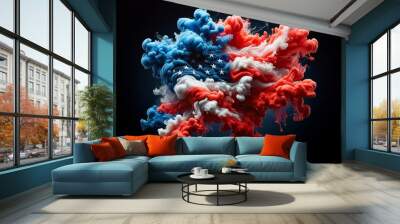 Patriotic Metamorphosis US Flag Evolving into Colored Smoke Wall mural