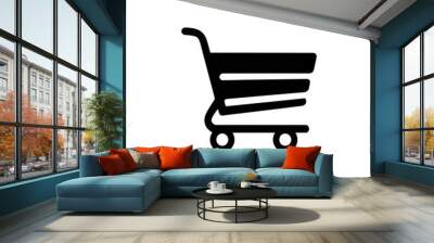 Sleek Shopping Trolley Silhouette: A Minimalist Approach to Simple Icons
 Wall mural