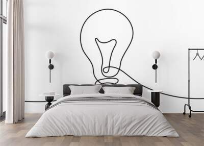 Continuous one line drawing bulb lamp vector illustration minimalism concept Wall mural