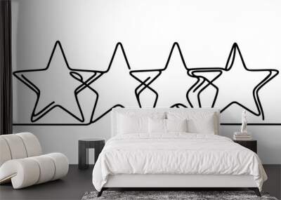 Hand draw doodle of four stars illustration in continuous line arts style vector Wall mural