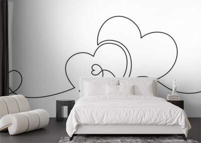 Heart. Abstract love symbol. Continuous line art drawing vector illustration. Family symbol Wall mural