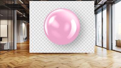 Pearl vector on white background. Pink pearl. Wall mural