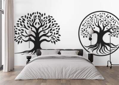 Set of logo tree. logo design vector illustration. Wall mural