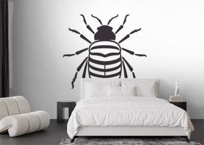 Vector black silhouette of a beetle isolated on a white background. Wall mural