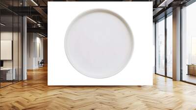 Isolated top view of white empty plate on white background. Wall mural