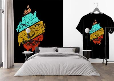 T-Shirt Design of Lion Face Vintage Style Wall mural