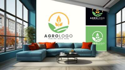 Agro Farm Logo design template Wall mural