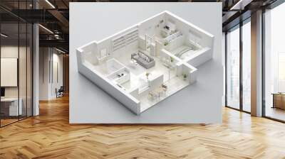 3D Floor plan of a home, 3D illustration. Open concept living apartment layout Wall mural