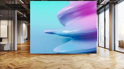 Blue abstract twisted shape. 3D Illustration Wall mural