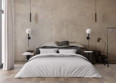 Earthy nomadic bedroom interior, 3d render Wall mural