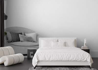 Home interior with gray sofa and white wall mock up, Scandinavian style, 3d render Wall mural