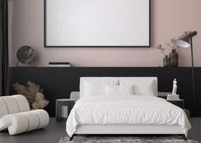 Mockup poster in minimalist modern living room interior background, 3D render Wall mural