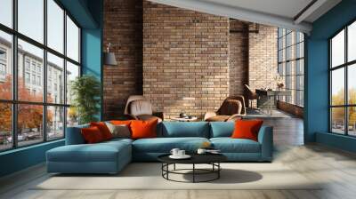 Modern office interior in loft, industrial style, 3d render Wall mural