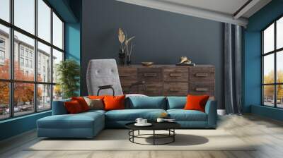 Wall mockup in modern interior background, 3d render Wall mural