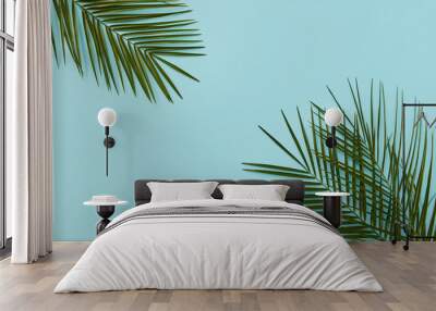 Palm leaves isolated Wall mural